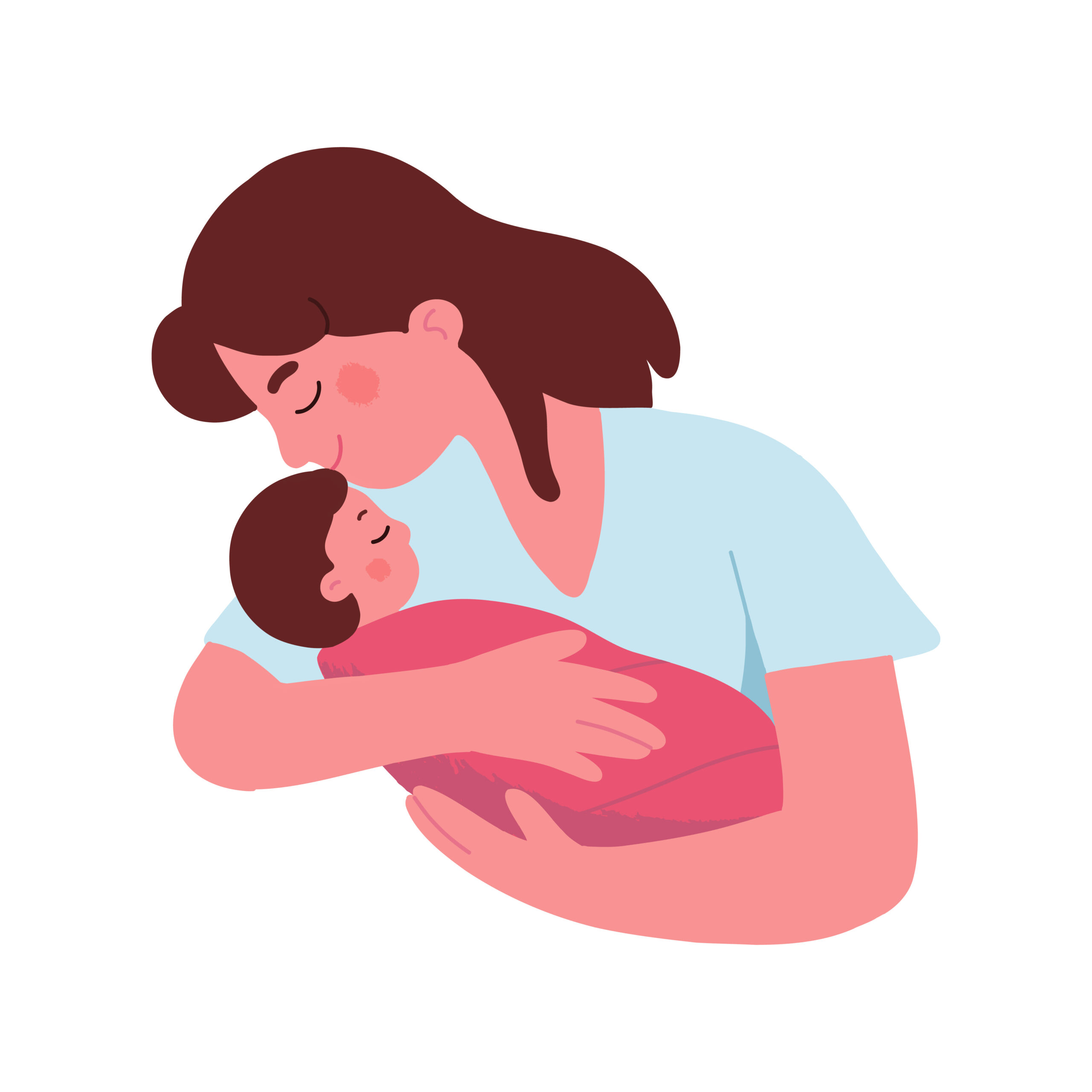 young mother hugs her baby with love and affection
